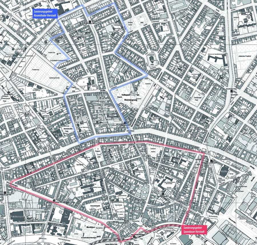 Karte der Rosenthaler und Spandauer Vorstadt
