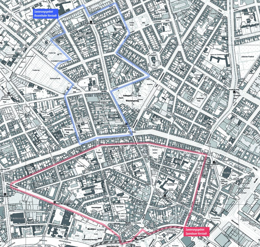 Karte der Rosenthaler und Spandauer Vorstadt